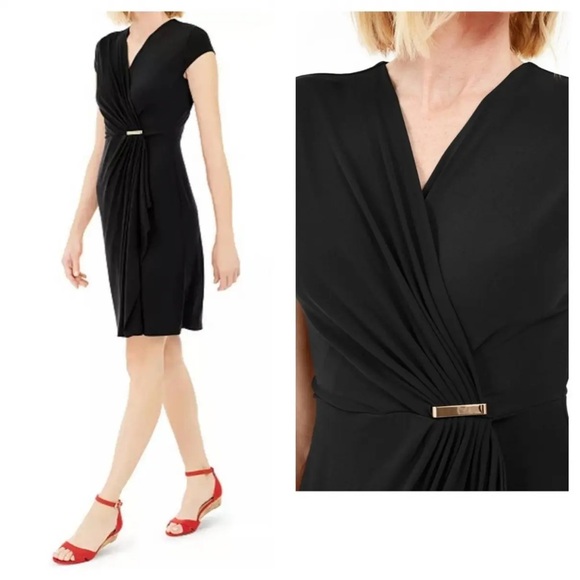 Charter Club Dresses & Skirts - SALE>>>>Charter Club Knit Cap Sleeve Crossover Dress in Deep Black